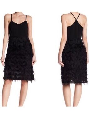 Free Generation Los Angeles Black Shaggy Fringe Dress Sleeveless Size S New